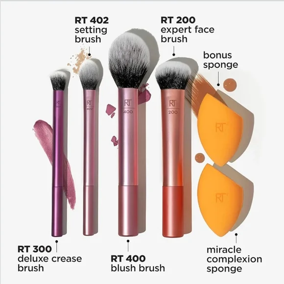 🐣 3 For $20 Easter - Real Techniques Pink and Purple Brush Set with Sponges - Picture 2 of 4